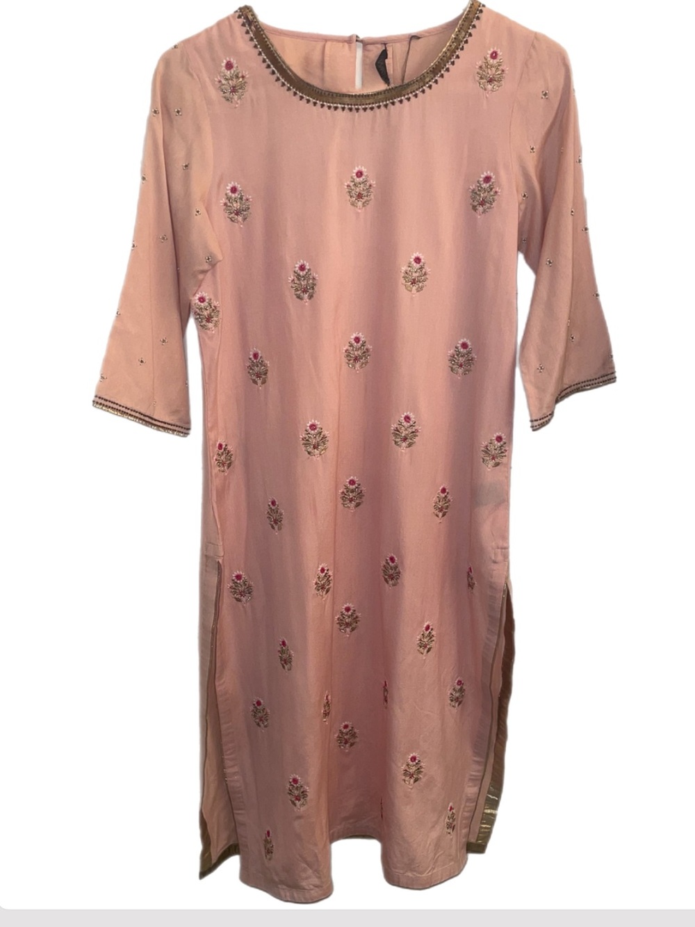 Handmade Wishful Womens floral embroidered Kurta/dress Y2K India.